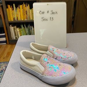 Cat & Jack sequin slip on shoes size 13